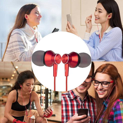MR01 Wired in-Ear Earbuds Headphones with Microphone, S/M/L Ear Bud Tips, High Sound Quality, Tangle Free, for Phones, Tablet, Laptop, MP3, and Al...