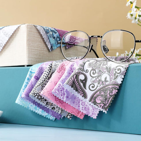 20 Pcs Microfiber Cleaning Cloth Cute Paisley Waves Design Microfiber Cloth Soft Multicolor Glasses Cleaner Cloth for Eyeglasses Camera Lens Cell ...