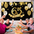 65th Birthday Black Gold Party Decoration, Large Fabric Black Gold Sign Poster for 65th Anniversary Backdrop Banner, 65th Birthday Party Supply Ph...