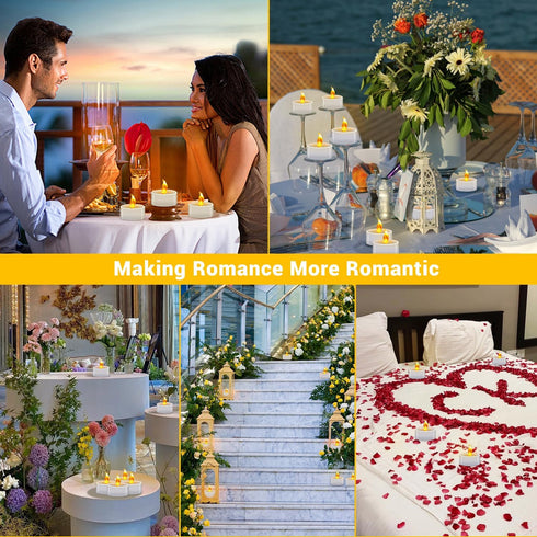 Tea Lights Battery Operated Candles LED Tea Lights Flameless Candles 200+ Hours Flickering Fake Tealights for Sweetest Day Wedding Home Decoration...