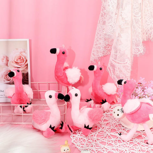 Skylety 8 Pcs 6 Inch Plush Flamingo Party Favors Small Flamingo Stuffed Animal Toy Flamingo Ornaments Keychain Birthday Party Supplies...