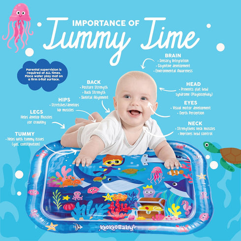 Water Tummy Time Mat for Baby - 26"x20" Large Premium Tummy Time Toys for Baby Boy or Baby Girl, Infant Water Mat for Above 3 Month, Water Play Ma...
