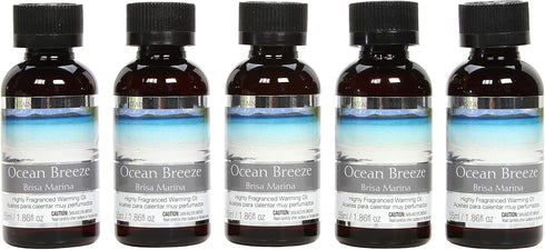 Aromatherapy Set of 5 Hosley Premium Ocean Breeze Highly Scented Warming Oils 1.86 Fluid Ounce Each. Ideal GIFT for Weddings Spa Reiki Meditation ...