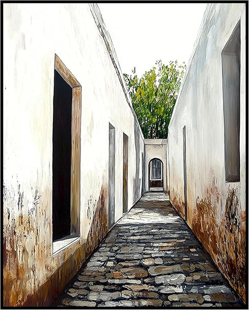 Posterizer 1 pcs-quiet Mediterranean or North African village alleyway 3-Photography Art Gift for Men Women Entrepreneur Teens Decor for Home & O...