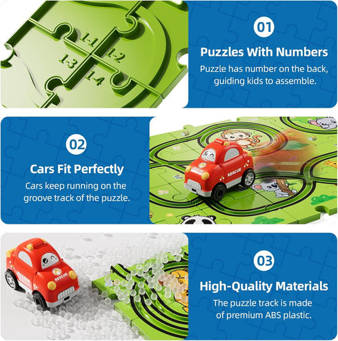 Bennol Toddler Toys Gifts for 3 4 5 Year Old Boys, 39 Jigsaw Puzzle Race Track Car Set Toys for Kids Boys Toddlers 3-5 4-6, Puzzle Tracks Car Toys...