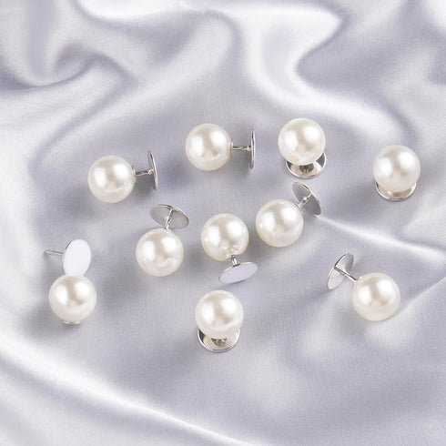 10 Sets 12mm No Sew Pearl Buttons Anti-exposure Fixed Brooches Pearl pins Removable Reusable for Clothes for Women Girl...