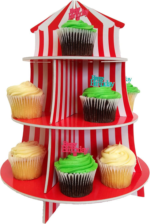 Cupcake Stands, 3 Tier Themed Cupcake Stands, Cupcake Serving Holders (Carnival)...