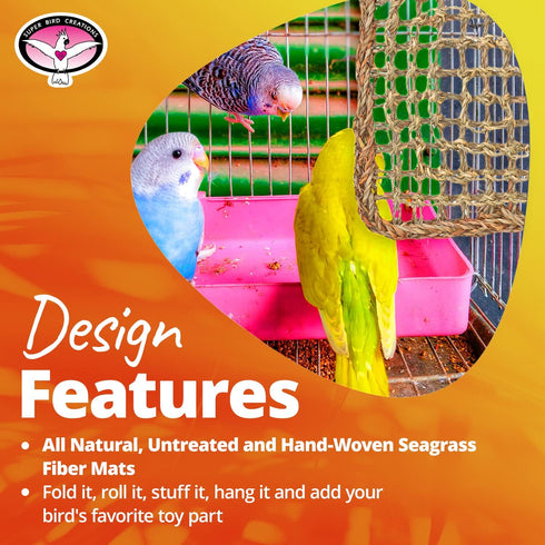 Super Bird Creations SB50001 Seagrass Mat for Cage Decor, Pet Enrichment and Boredom Relief - Versatile Toy-Making Base - Safe for Small to Large ...