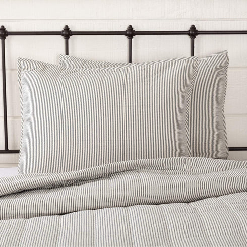 VHC Brands Hatteras Seersucker Blue Ticking Stripe Standard Sham 21x27...