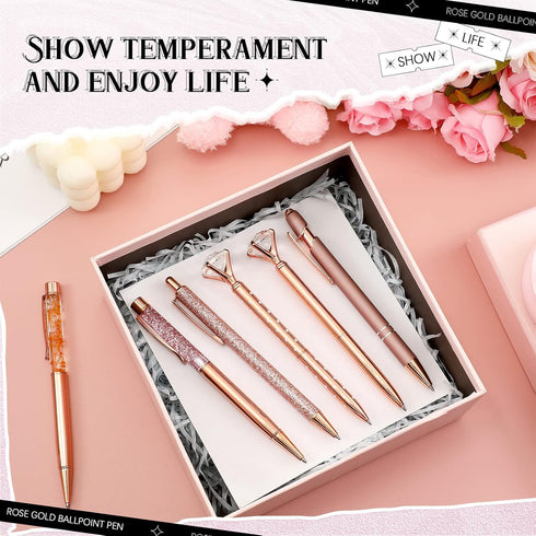 8 Pcs Ballpoint Pen for Women Fancy Black Ink Pens Gifts for Journaling Liquid Sand Glitter Pen Bridal Shower Gifts for Wedding Women Office Desk ...