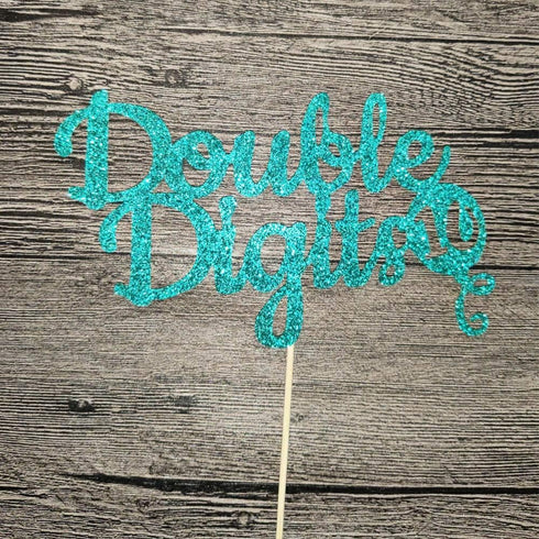 Double Digits Cake Topper, 10th Birthday Cake Topper, Double Digits Tenth Birthday Party Cake Supplies Decorations (Green)...