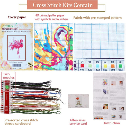 ITSTITCH Cross Stitch Kits stamped Holiday Gift DIY Embroidery Starter Kits Easy Patterns Embroidery for Girls Crafts DMC Stamped Cross-Stitch Sup...