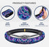 4 Pieces Mandala Purple Lotus Steering Wheel Cover Set with 2pcs Car Cup Coasters & Quarter Keyring, Cute and Fashionable Non-Slip Purple Steering...