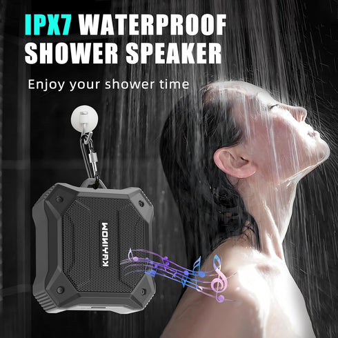 IPX7 Waterproof Bluetooth Shower Speaker,Portable Small Speaker Wireless,Loud Sound Stereo Pairing,Built-in Mic,12 Hours,Rugged,For Bathroom,Beach...