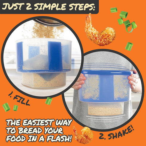 COOK'S CHOICE The Original Better Breader Bowl All-in-One Mess-Free Batter Breading Station - Pour in Seasonings, Add Meat or Veggies & Shake for ...
