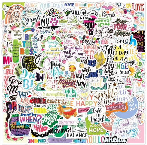 Inspirational Slogan Positive Energy Stickers 100 Pcs Trendy Style Stickers Laptop Stickers Pack Cool Sticker for Pad MacBook Car Snowboard Bicycl...