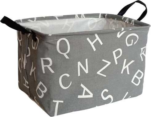 Rectangular Storage Bin Shelf Basket Canvas Fabric Toy Box,Waterproof Coating Nursery Hamper with Handles,Gift Basket for Home,Office,Clothes,Book...