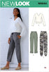 New Look UN6644A Sewing Pattern N6644 Misses' Cargo Pants and Knit Top, Various, White...