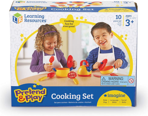 Learning Resources Pretend & Play Cooking Set - 10 Pieces, Ages 3+ Pretend Play Food for Toddlers, Preschool Learning Toys, Kitchen Play Toys for ...
