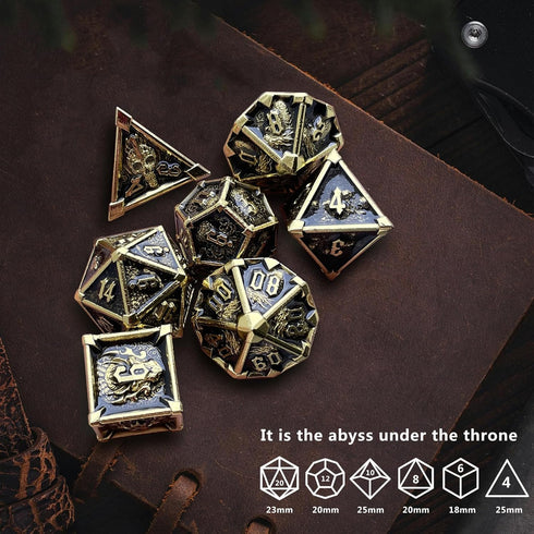 7 Pcs Metal DND Polyhedral Dice Set d&d D20 D12 D10 D8 D6 D4 with Box for Dungeons and Dragons Gifts Role Playing Dice Games Night (Style 5 Gold)...