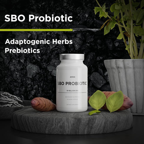 Amen Probiotics Supplement, SBO Probiotic and Organic Prebiotics, 50 Billion CFUs, Shelf Stable, No Refrigeration Required, Flora Daily Probiotic ...