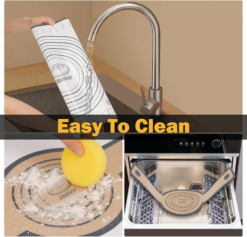 3 PCS Silicone Baking Mat Set, Silicone Bread Sling for Dutch Oven, Reusable Sourdough Bread Baking Supplies, Non-Stick and Easy Clean, with Long ...