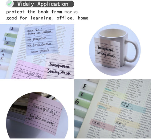 800Pcs Transparent Sticky Notes, 3"x3" Clear Sticky Notes with lined, Waterproof Translucent Sticky Note Pads for Books Annotation, Clear Post it ...