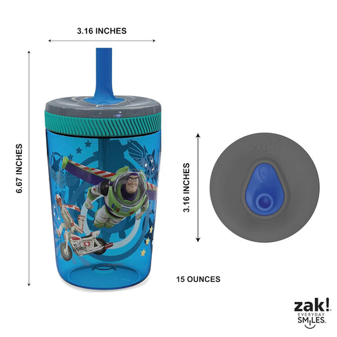 Zak Designs Kelso 15 oz Tumbler Set (Toy Story 4 - Woody & Buzz 2pc Set) Toddlers Cup Leak-Proof Screw-On Lid with Straw Made of Durable Plastic a...