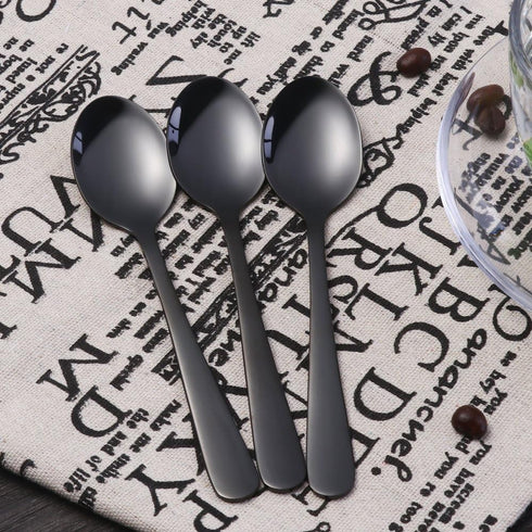 Buyer Star 12 Pieces Black Teaspoons 5.5-Inch Mini Coffee Spoons Stainless Steel Sugar Demitasse Espresso Spoons...