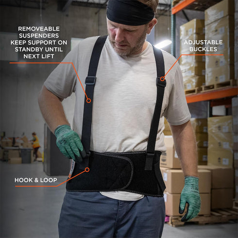 Ergodyne ProFlex 1650 Back Support Belt, 7.5" Elastic, Adjustable, Removeable Straps, 4XL , Black...