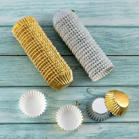 1000 PCS Cupcake Liners 1.25 inches Mini Foil Baking Cups Wrapper Muffin Cases Gold and Silver Tulip Paper Cups for Baby Shower, Birthday Party, W...