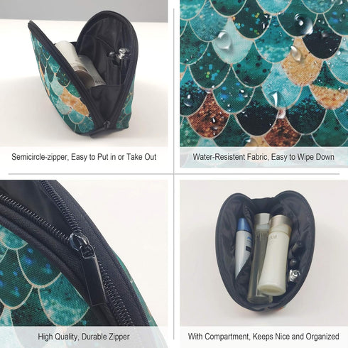 2PCS Portable Makeup Bags Waterproof Cosmetic Pouch Travel Multifunctional Toiletry Organizer Case for Women - Mermaid Scales......