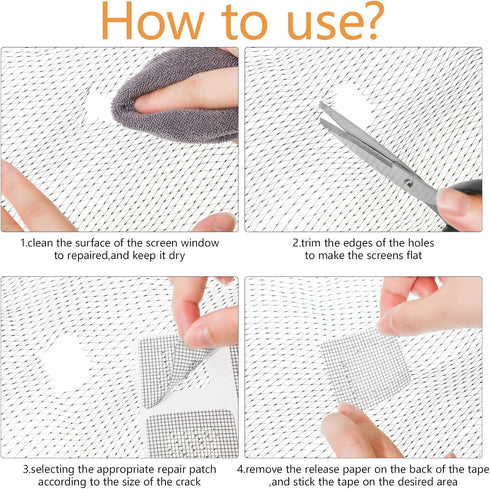 SATINIOR 40 Sheet Window Screen Repair Patches Kit, Window and Door Screen Repair Patch Self Adhesive Screen Repair Tape for Screen Door, Window T...