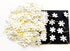 PL Set of 50 Tiny White Flowers Embellishment with Thread stem Size 0.55" Mulberry Paper Flowers Craft Supplies Scrap Booking Embellishments for s...