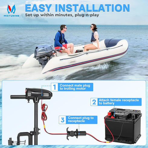 MICTUNING Trolling Motor Plug and Receptacle, 12-24V 8 AWG, Quick Connect for Marine Boat Yacht Minn Kota MotorGuide Newport, Waterproof Dustproof...