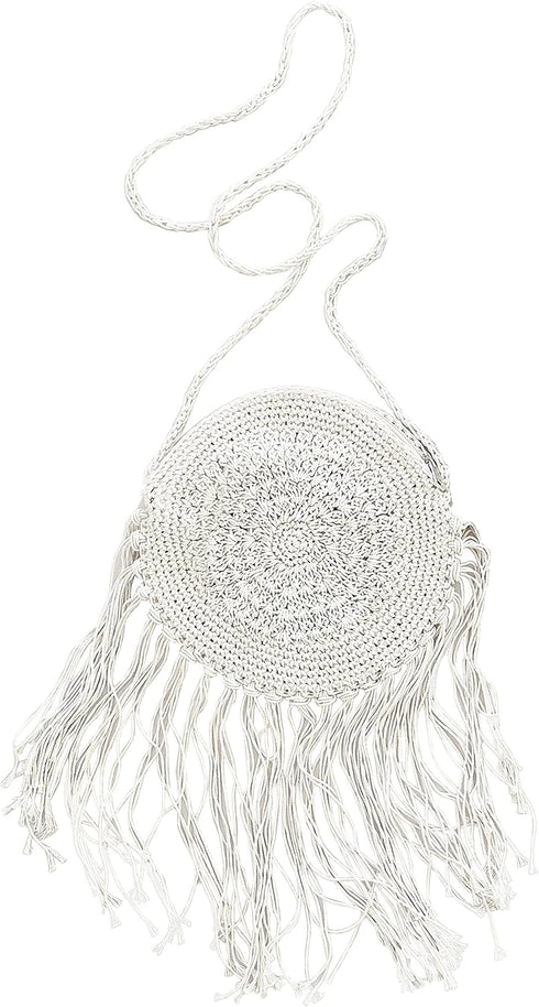 ModParty Crochet Purse | Ivory and Tan | Boho Chic Women Beach Purse | Fringe Crossbody | Brides and Bridesmaids Gift Idea...