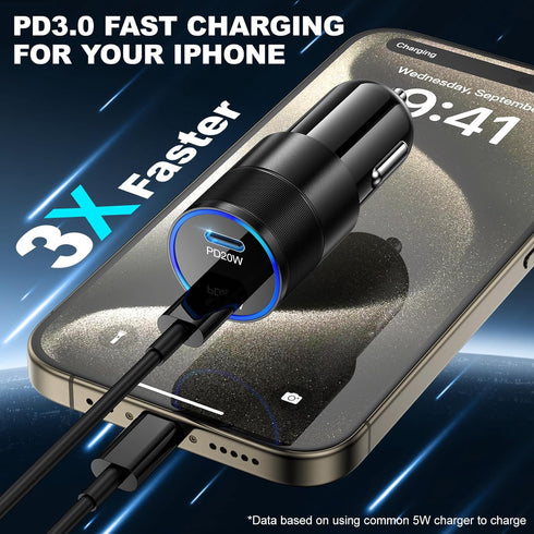USB C Car Charger 40W, OKRAY 3-Pack 2-Port Type C Phone 15 Car Charger PD3.0 Fast Charging Car Phone Charger Cigarette Lighter Adapter Compatible ...