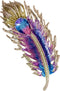 Gorgeous Gold Tone Blue Purple Enamel Peacock Feather Brooch Pin with AB Tear Stone...