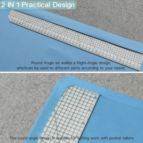 Extended Version 2 Pieces Hot Hem Ruler for Quilting,Hot Press Ruler,Non-Slip Hot Ironing Ruler,Handmade Tool for Electric Iron Home Ironing Work...