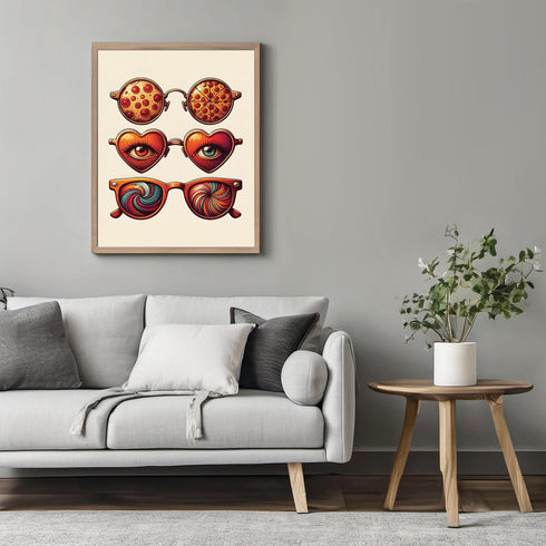 Posterizer 1 pcs-Sunglasses Funky Trippy Poster-Abstract & Modern Art-Retro Art-Gift for Girls, Teens-Living Room Bedroom Decor- unframed wall art...