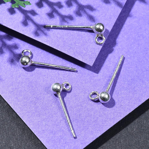 DanLingJewelry 10pairs 925 Sterling Silver Ball Post Ear Studs 14mm with 3mm Loop Earring Making Findings Components...