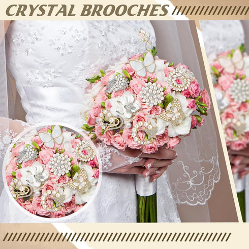 10 Pcs Brooches for Women Calla Lily Butterfly Pearl Brooch Pin Lapel Elegant Crystal Rhinestone Heart Flower Bulk Brooches for Wedding Bridal Dre...