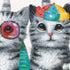 Yidepot Cute Cat Canvas Wall Art: Framed Kitty Pictures for Girl's Bedroom Bathroom - Small Funny Babies Painting Ready to Hang (12"x12"x1Panel)...