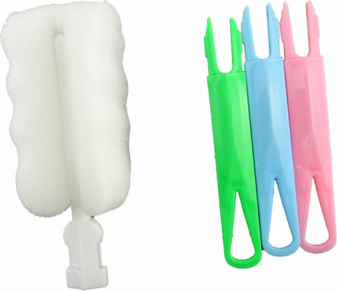 Honbay Pack of 3 Bottle Brushes, Dismountable Long Handle Bottle Cleaning Sponge, Baby Bottle Cleaner Brush, Nipple Brush, Glass Jar Mug Kitchen W...