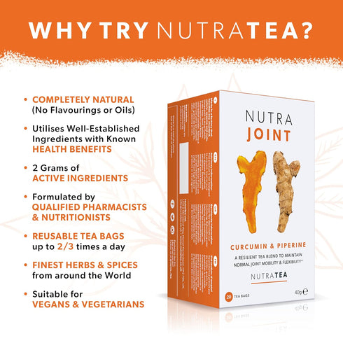 NUTRAJOINT - Joint Care Tea | Joint Mobility Tea | Joint Flexibility Tea - Relief from Joint Pain - 20 Enveloped Tea Bags - by Nutra Tea - Herbal ...
