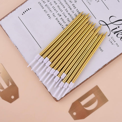 PHD CAKE Gold Long Thin Metallic Birthday Candles, Cake Candles, Birthday Parties, Wedding Decorations, Party Candles, Cake Decorations...