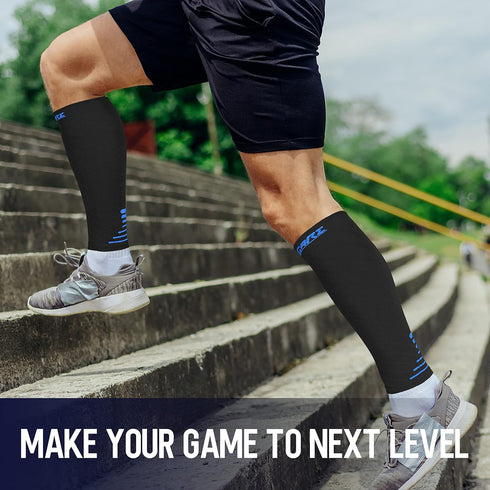 Calf Compression Sleeve for Men Women (1 Pair), Leg Support Footless Compression Socks for Running - Shin Splint Varicose Veins Swelling & Pain Re...