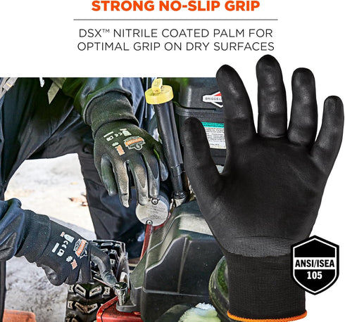 Nitrile Coated Work Gloves, High Dexterity, Ergodyne ProFlex 7001, Medium,Black...