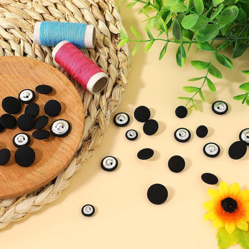 40 Pcs Black Buttons, Tuxedo Buttons Black Covered Metal Shank Buttons, Vintage Black Coat Sewing Button, Jacket Buttons Dress Buttons(18mm/15mm/1...