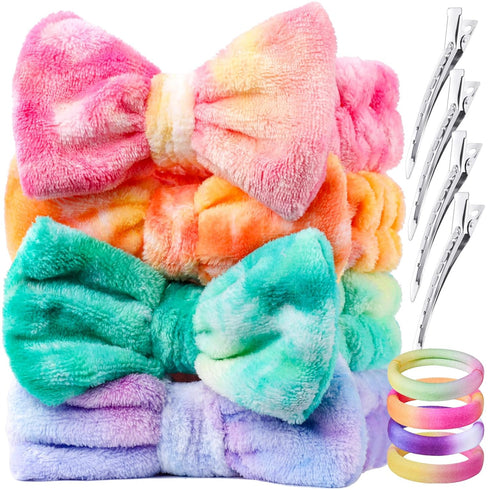 YGDZ Spa Headband, Skincare Headband for Washing Face, Makeup Headband, Fluffy Bow Headbands for Skincare, Face Wash Head Band Set for Women Girl...